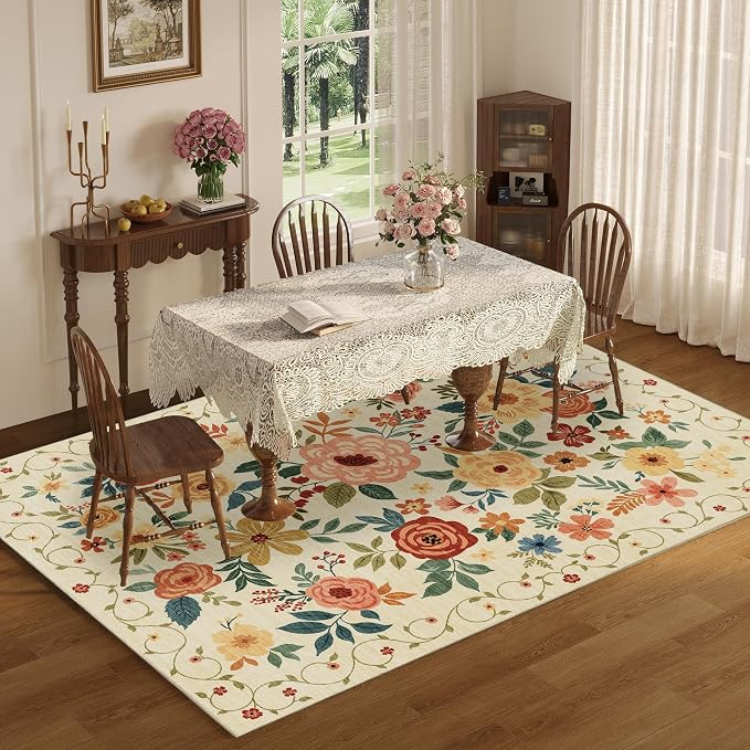 DUKINO 5x7 Area Rug, Floral Rugs - Image 3