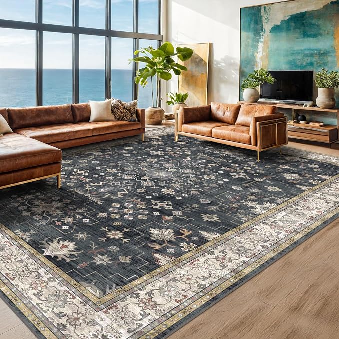 Boho Black Rug for Living Room - Image 3