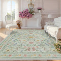 Green Floral Rug for Girls, 5x7 Washable Botanical Bedroom Rug for Nursery by Dadasgk