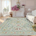 Green Floral Washable Area Rug 8x10 – Large Vintage Boho Non-Slip Carpet by Dadasgk