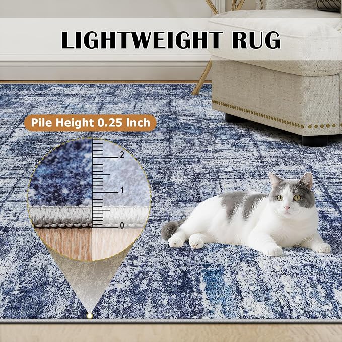 9x12 Area Rugs for Living Room Washable Rug: Anti-Skid Abstract Modern Living - Image 7