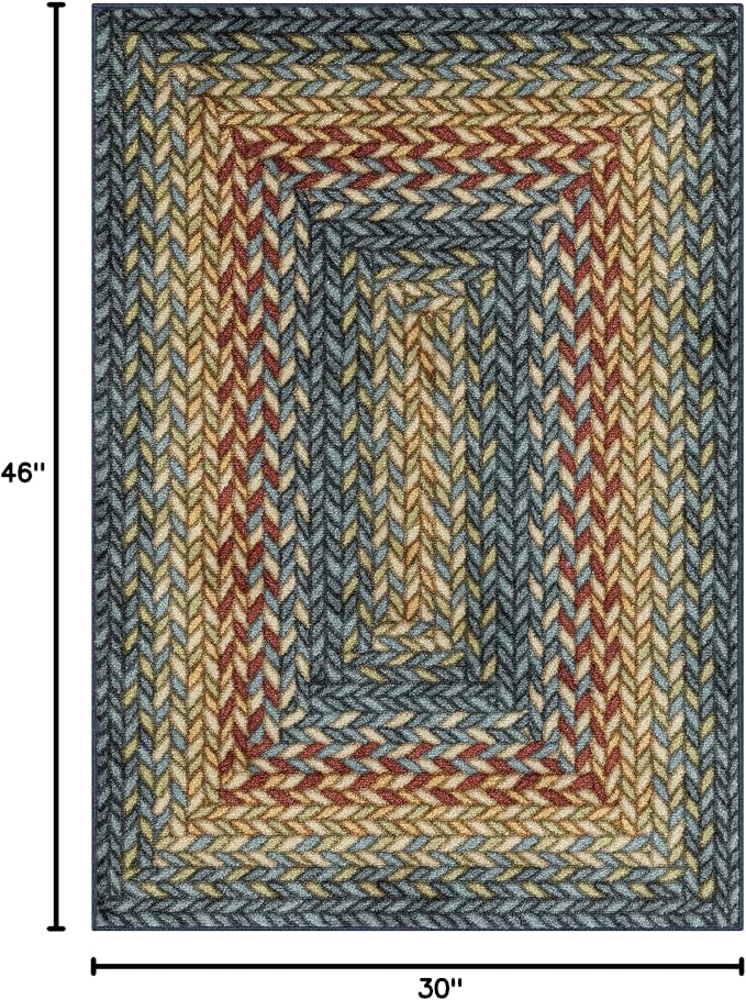 Maples Rugs Marion Bohemian Braided-Style Print Area Rug – Made in USA – - Image 3