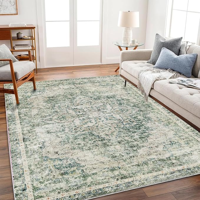 CHAMPLANT Washable Area Rug 10'x14' Boho Design Non-Shedding Easy Care Ideal - Image 2
