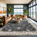 Black Boho Rug for Living Room 9x12 by HazoHaus