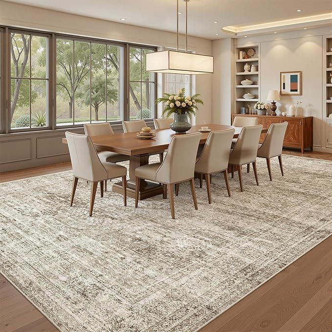 Soalmost 9x12 Area Rugs for Living Room, Non Slip Machine Washable Vintage Rugs - Image 4