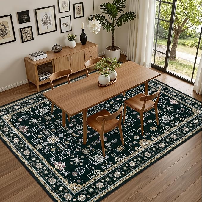 Area Rugs 10x14 Living Room Rug: Washable Rug Soft Vintage Boho Medallion - Image 4