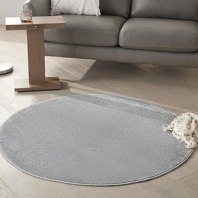 Nourison Home Nourison Essentials Silver Grey 4' x Round Area Rug by NourisonHome