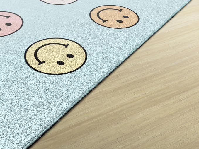 Flagship Carpets Pastel Rainbow Smileys Criss-Cross Applesauce Educational Area - Image 4