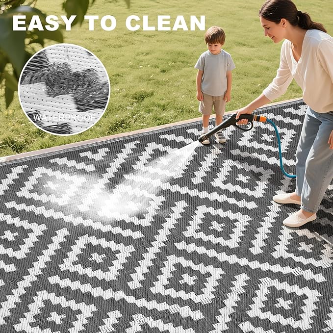 RURALITY Outdoor Rugs 5x8 Feet for Patios Clearance, Plastic Straw Waterproof - Image 5
