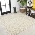 JONATHAN Y Moroccan Geometric Indoor Outdoor Square Area Rug 5X5 Cream/Green by JONATHANY