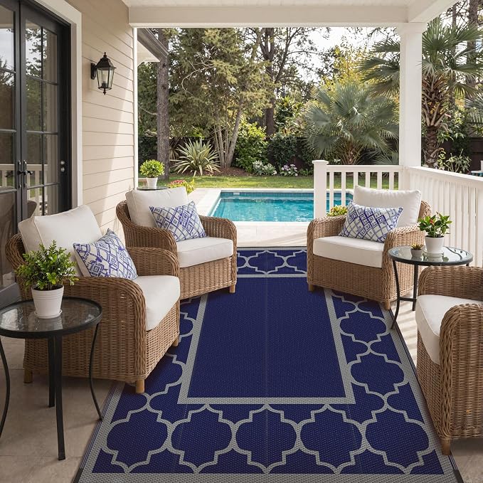 GENIMO Outdoor Rug 5' x 8' Patio Waterproof, Foldable Reversible Plastic Straw - Image 6