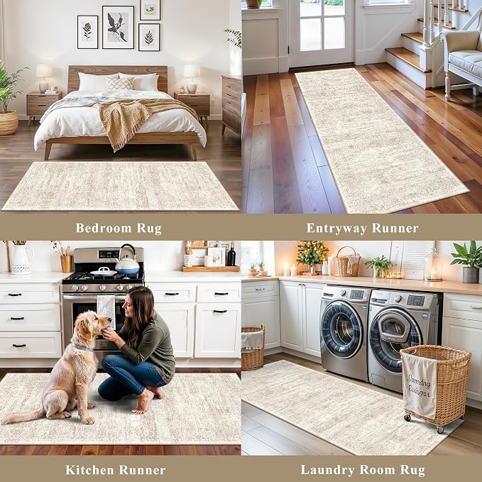 4 Piece Washable Kitchen Rug Set, Non Slip Kitchen Mats - Image 3