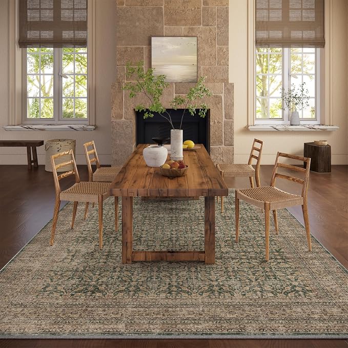 Machine Washable Rugs for Living Room: 9x12 Area Rugs Boho Vintage Rugs Stain - Image 5