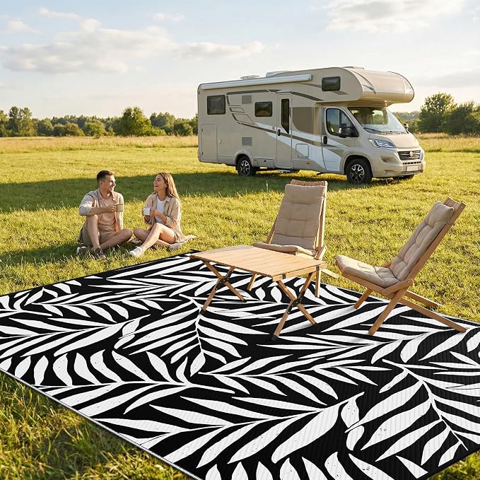 Smiry Outdoor Rug 9x12 ft, Waterproof Reversible Plastic Straw Rugs, Outdoor - Image 2