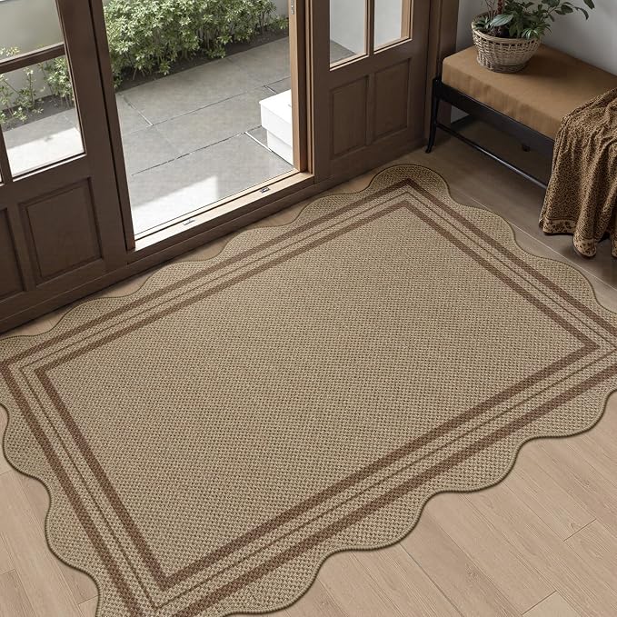 Easy Jute Front Door Mat, 2.6x4 Washable Entryway Rug Non Slip Small Kitchen Rug by LORWER
