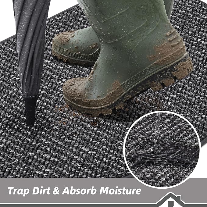 BEQHAUSE Dirt Trapper Door Mat 36" x 60" Half Circle Non Slip Washable Doormats - Image 4
