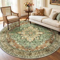 RELEANY Area Rugs Round 6ft Washable Non-Slip, Floral Vintage Distress by RELEANY