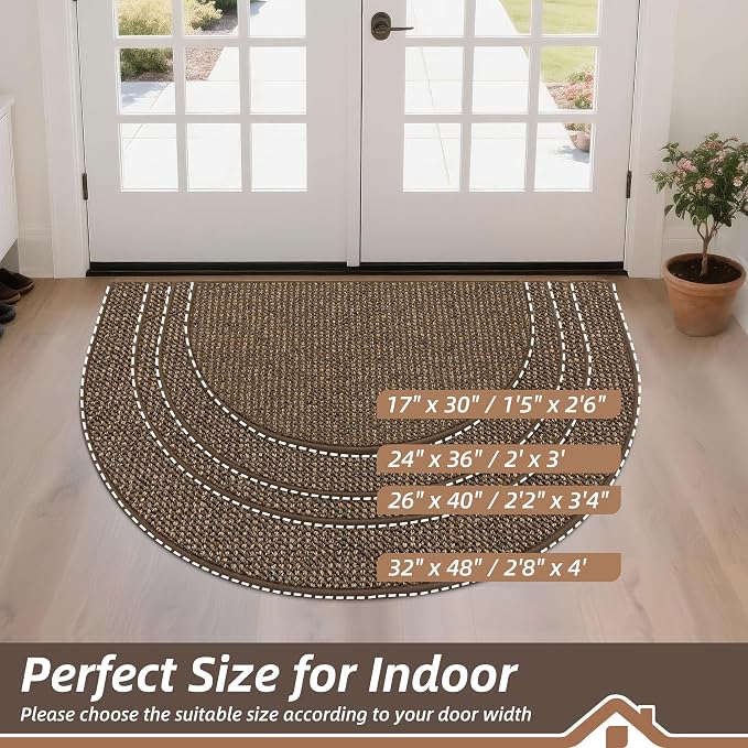 BEQHAUSE Dirt Trapper Door Mat 26" x 40" Half Circle Non-Slip Washable Doormats - Image 2