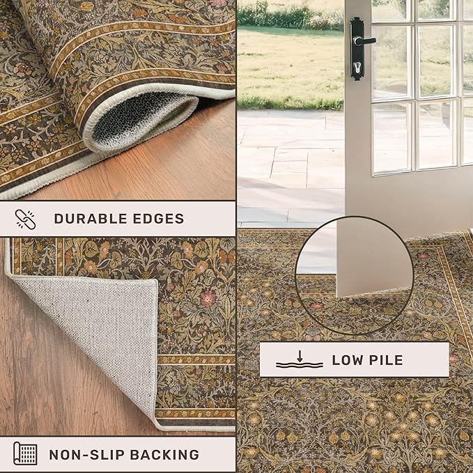3x10 Long Runner Rugs for Hallway Non Slip, Geometric Floral Design Washable - Image 5