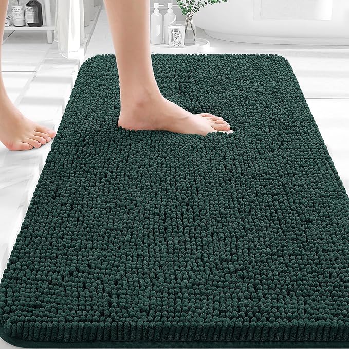 OLANLY Bathroom Rugs 30x18, Extra Soft Absorbent Chenille Bath Rugs, Rubber by OLANLY