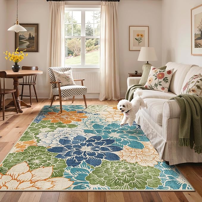 GENIMO Indoor Outdoor Area Rug 5'x8', Machine Washable Rugs - Image 4