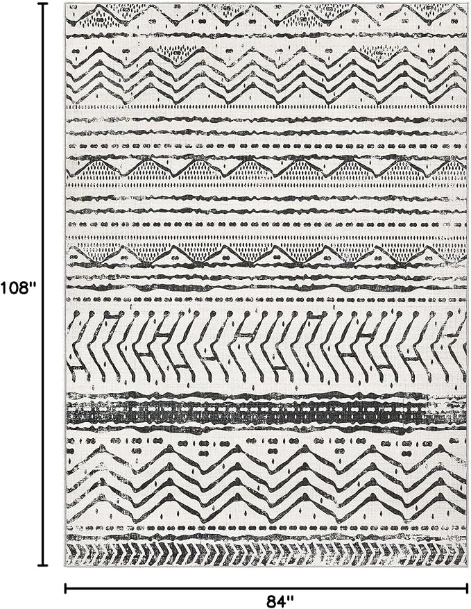 Nakagishi Black Rug for Living Room: 7x9 Washable Boho Large Neutral Soft - Image 2