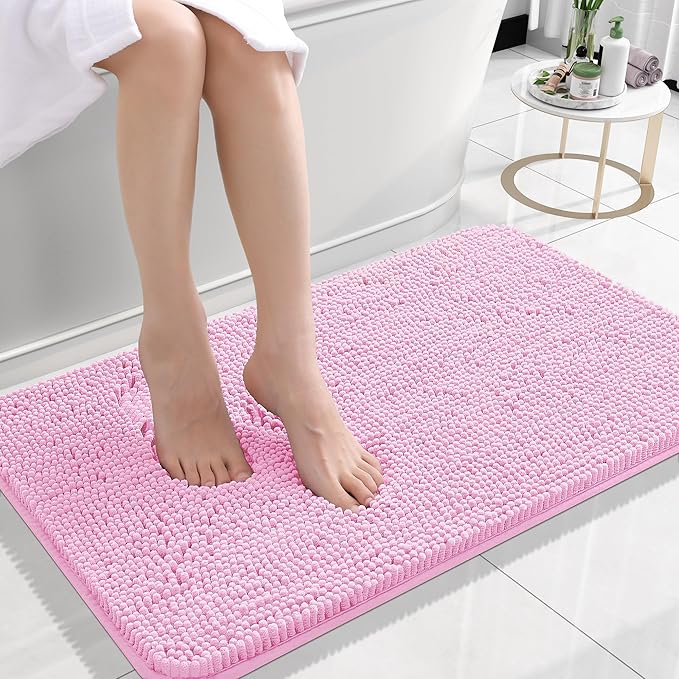 OLANLY Small Bathroom Rugs 24x16, Extra Soft Absorbent Chenille Bath Rugs by OLANLY