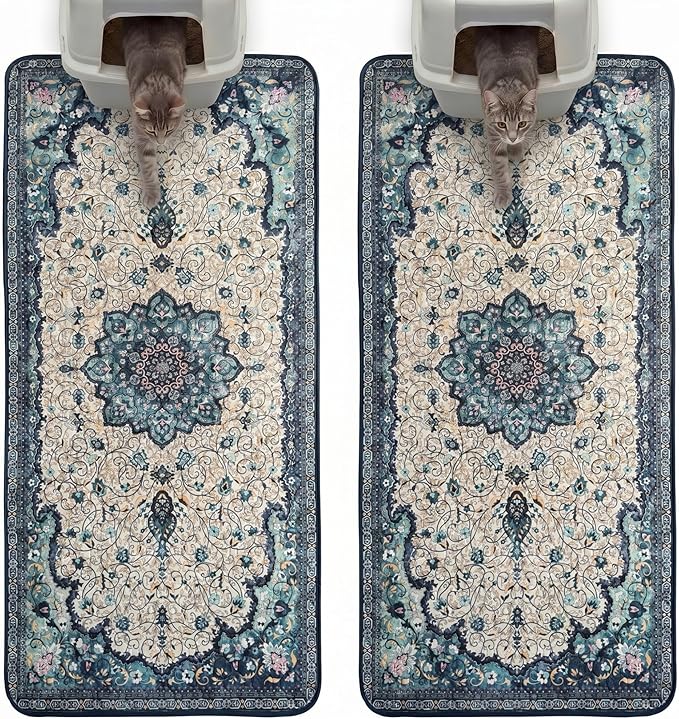 Hompet Cat Litter Mat 2 Pack, 24x60 Large Machine Washable Trapping Mats by Hompet