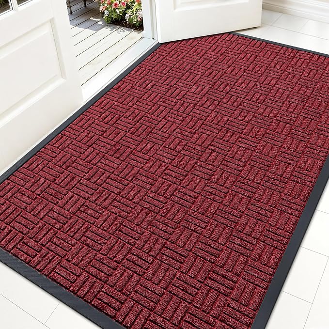 OLANLY Front Door Mat Outside Entrance 59x34, Heavy Duty Sturdy Natural Rubber by OLANLY