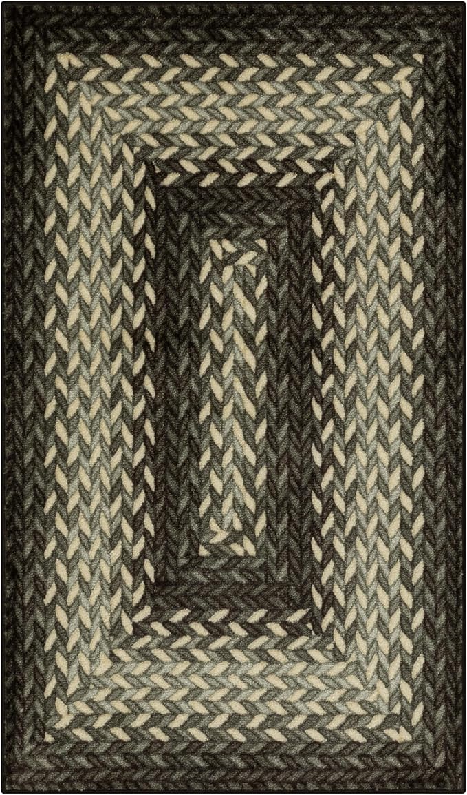 Maples Rugs Marion Bohemian Braided-Style Print Area Rug – Made in USA – by MaplesRugs