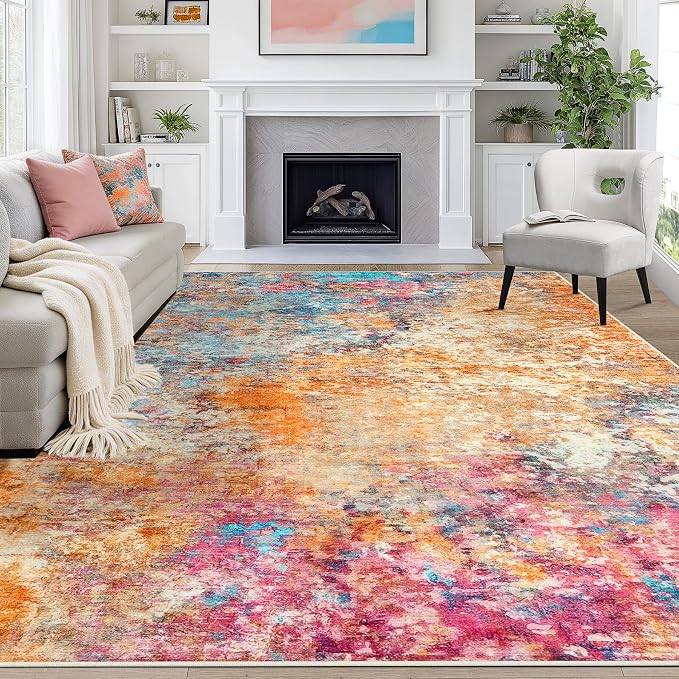 10x14 Area Rugs for Living Room Rug Washable: Abstract Large Rug Indoor Modern - Image 9