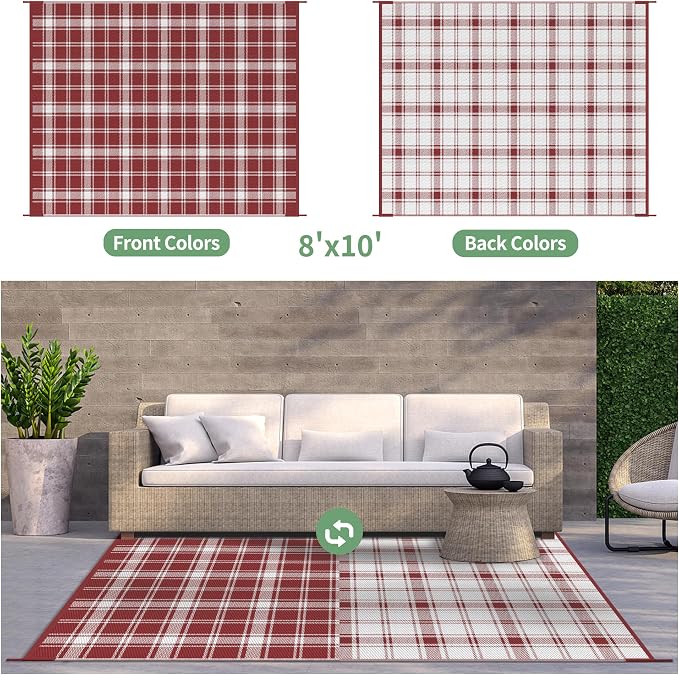 GENIMO Waterproof Outdoor Rug for Patio Clearance, Lightweight RV Camping Mat - Image 2