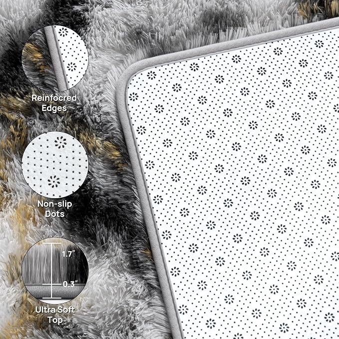 Deerhoo Shag Area Rug, 4 X 6 Tie-Dyed Plush Fuzzy Rugs - Image 4