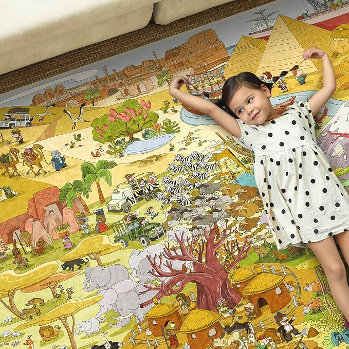 Desert Adventure Kids Rug 5x7 – Safari Animal Map Carpet - Image 7