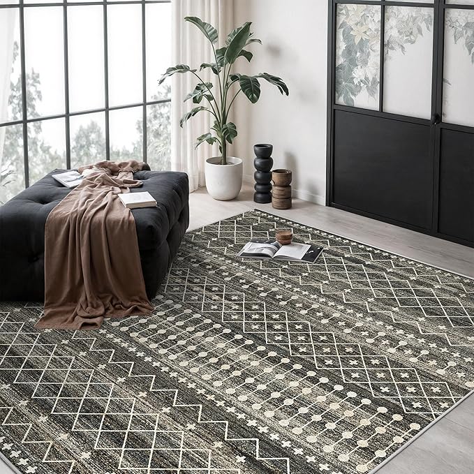 Miukiki 6x9 Area Rug for Living Room Moroccan Washable Rugs Non Slip Indoor by Miukiki