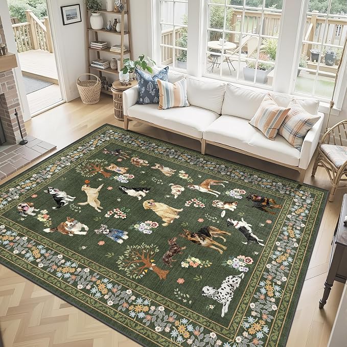 Dogs Area Rugs 5x7, Rug for Bedroom Ultra-Thin Soft, Non-Slip Washable Rugs - Image 2