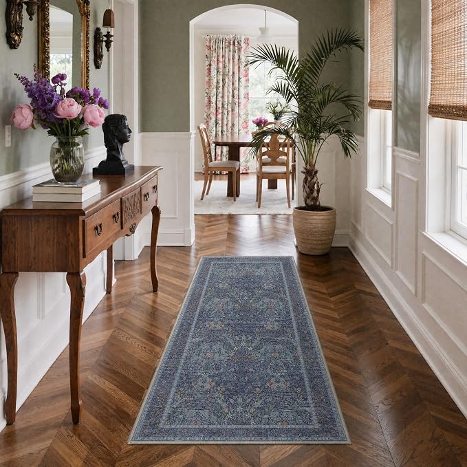 GENIMO 2x3 Washable Rug Non Slip Low Pile Entryway Rug, Modern Floral Foliage - Image 2