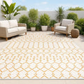 JONATHAN Y Moroccan Geometric Indoor Outdoor Area Rug 4X6 Cream/Orange by JONATHANY