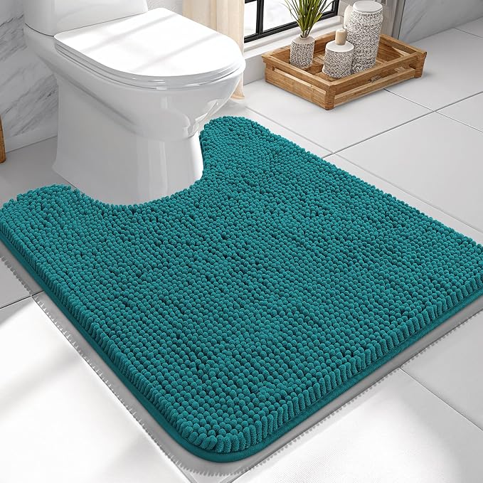 OLANLY Toilet Rugs U-Shaped 24x24, Extra Soft Absorbent Chenille Contour by OLANLY