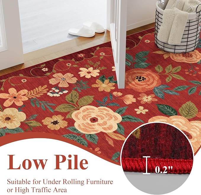 DUKINO 6x9 Area Rug, Floral Rugs - Image 7