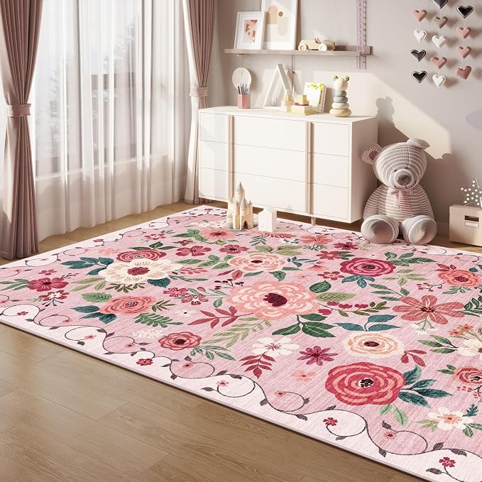 DUKINO 5x7 Area Rug, Nursery Floral Rugs - Image 6