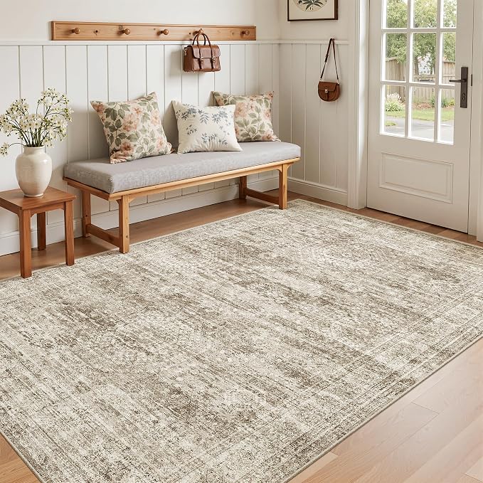 Soalmost Area Rugs 4x6 for Living Room, Vintage Washable Rugs for Dining Room - Image 3