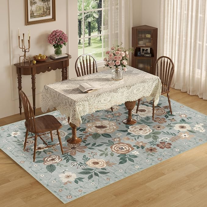 DUKINO 8x10 Area Rug, Floral Rugs - Image 4