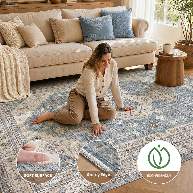 10x12 Washable Area Rug, Large Rugs - Image 2