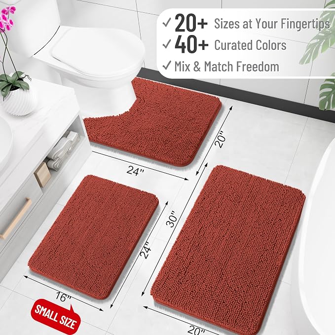 OLANLY Large Bathroom Rugs 50x30, Soft Absorbent Chenille Bath Rugs, Rubber - Image 2