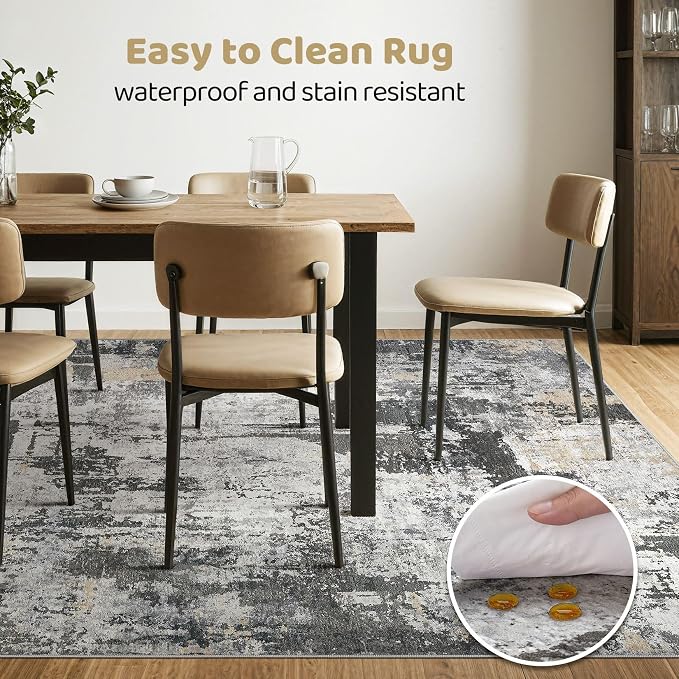 7x10 Area Rug Living Room: Washable Large Abstract Modern Soft Rug Stain - Image 6
