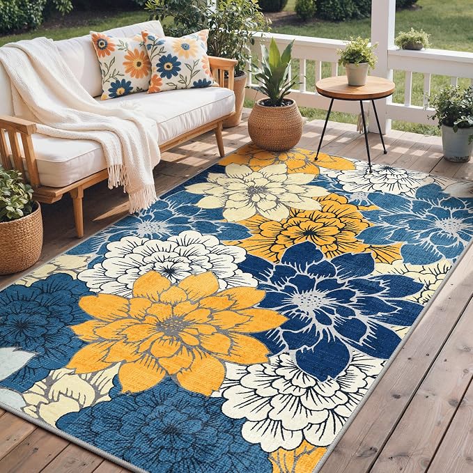 GENIMO Indoor Outdoor Area Rug 6'x9', Machine Washable Rugs - Image 3