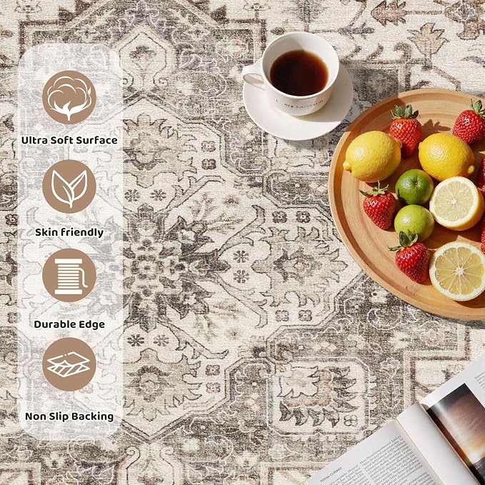 6ft Round Vintage Living Room Area Rug - Image 2