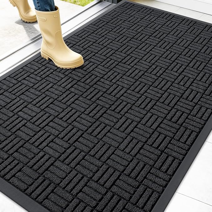 OLANLY Front Door Mat Outside Entrance 47x32, Heavy Duty Sturdy Natural Rubber by OLANLY