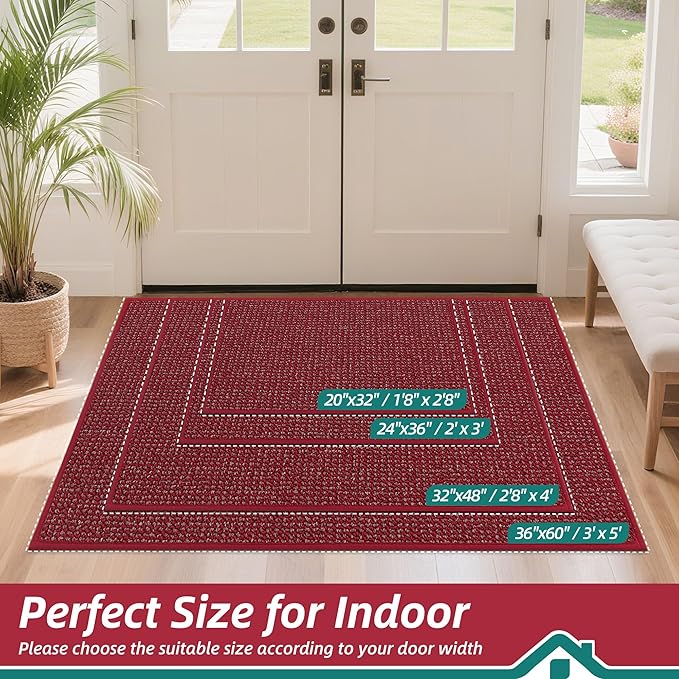 BEQHAUSE Dirt Trapper Door Mat 36" x 60", Non-Slip Washable Doormats Entrance - Image 2